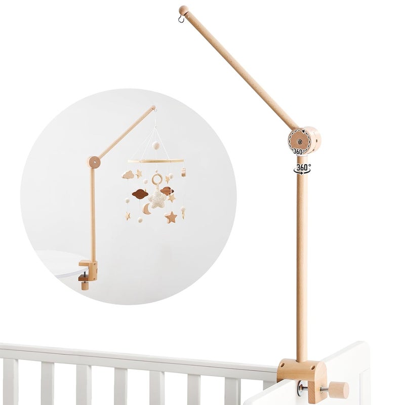 let's make Baby Crib Mobile Arm - Wooden Mobile Arm with Height Adjustable＆360° Rotatable Upgraded Arched Base Nursery Mobile Holder for Crib Mobile Hanger Baby Crib Attachment Nursery Decor - Image 1